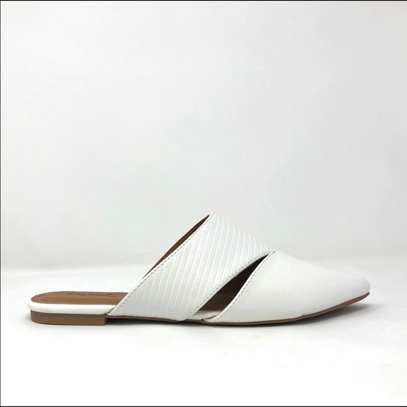 White Vegan Leather Mule Flats - Picture 6 of 9